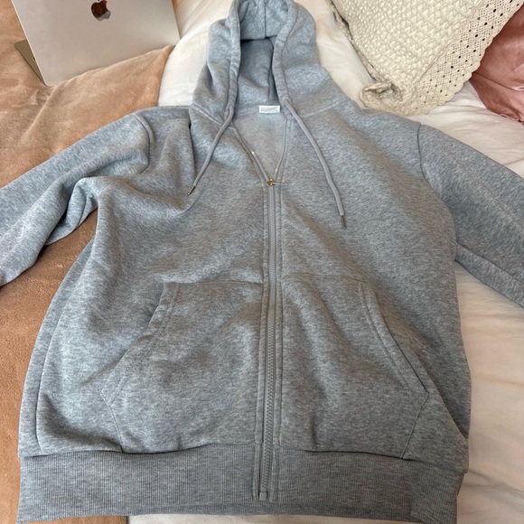 Source Unknown Jackets & Blazers - Source Unknown Gray Hooded Bomber Jacket